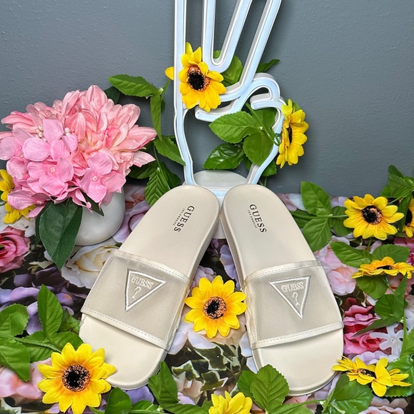 GUESS Women's Beige Slide Sandals - Picture 6 of 14